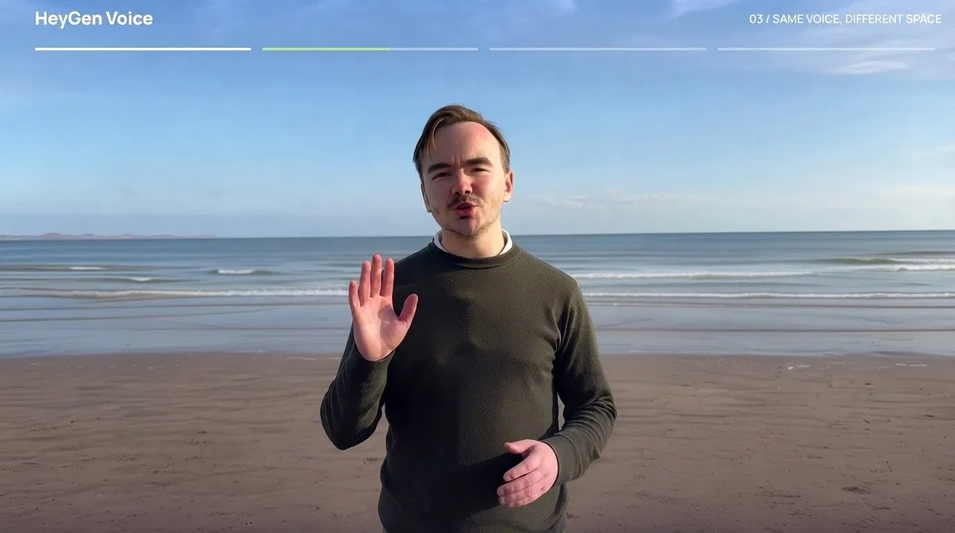 Pavel speaking on a beach