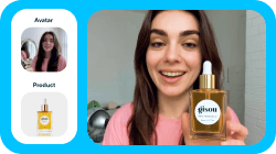 A woman smiles while holding a Gisou hair oil bottle, with smaller images of her and the product on the left.