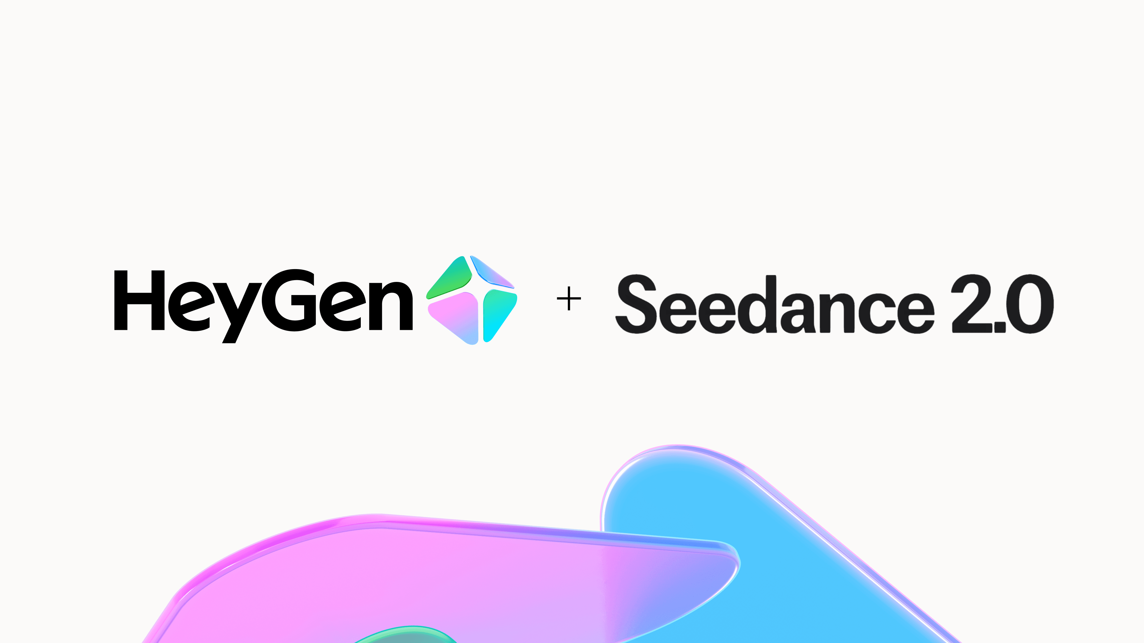 Логотип і назва HeyGen, знак плюс і назва Seedance 2.0