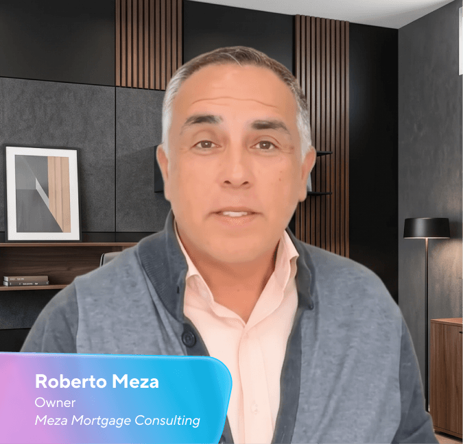 Roberto Meza, owner of Meza Mortgage, speaking on a video call.