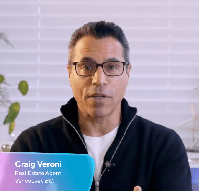 Craig Veroni, a man wearing spectacles and a black jumper, with his name and website "live.love.own.vancouver" displayed in a lower-third graphic.